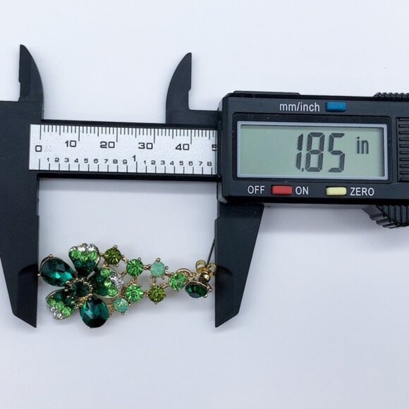 Vintage Green Crystal Floral Dangling Earrings - Picture 7 of 7